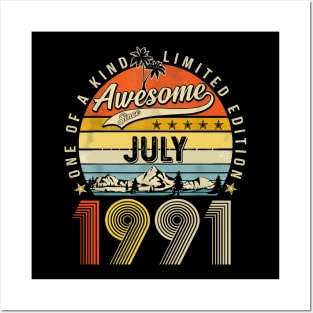 Awesome Since July 1991 Vintage 32nd Birthday Posters and Art